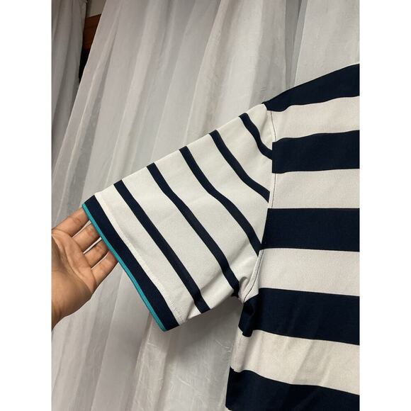 G/Fore Golf Polo Shirt Mens Medium Navy White Striped Performance Stretch Skull - Picture 3 of 7